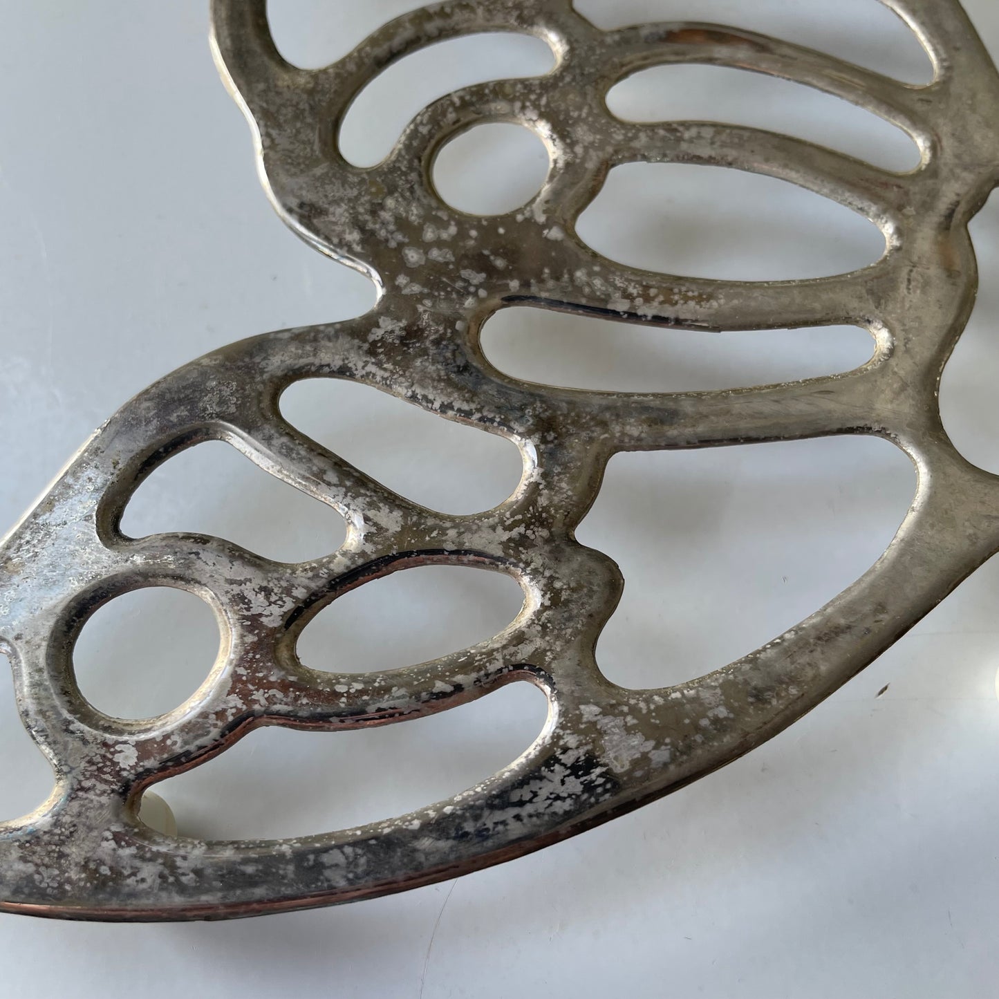 Vintage Leonard Silverplate Metal Butterfly Trivet Made in Italy