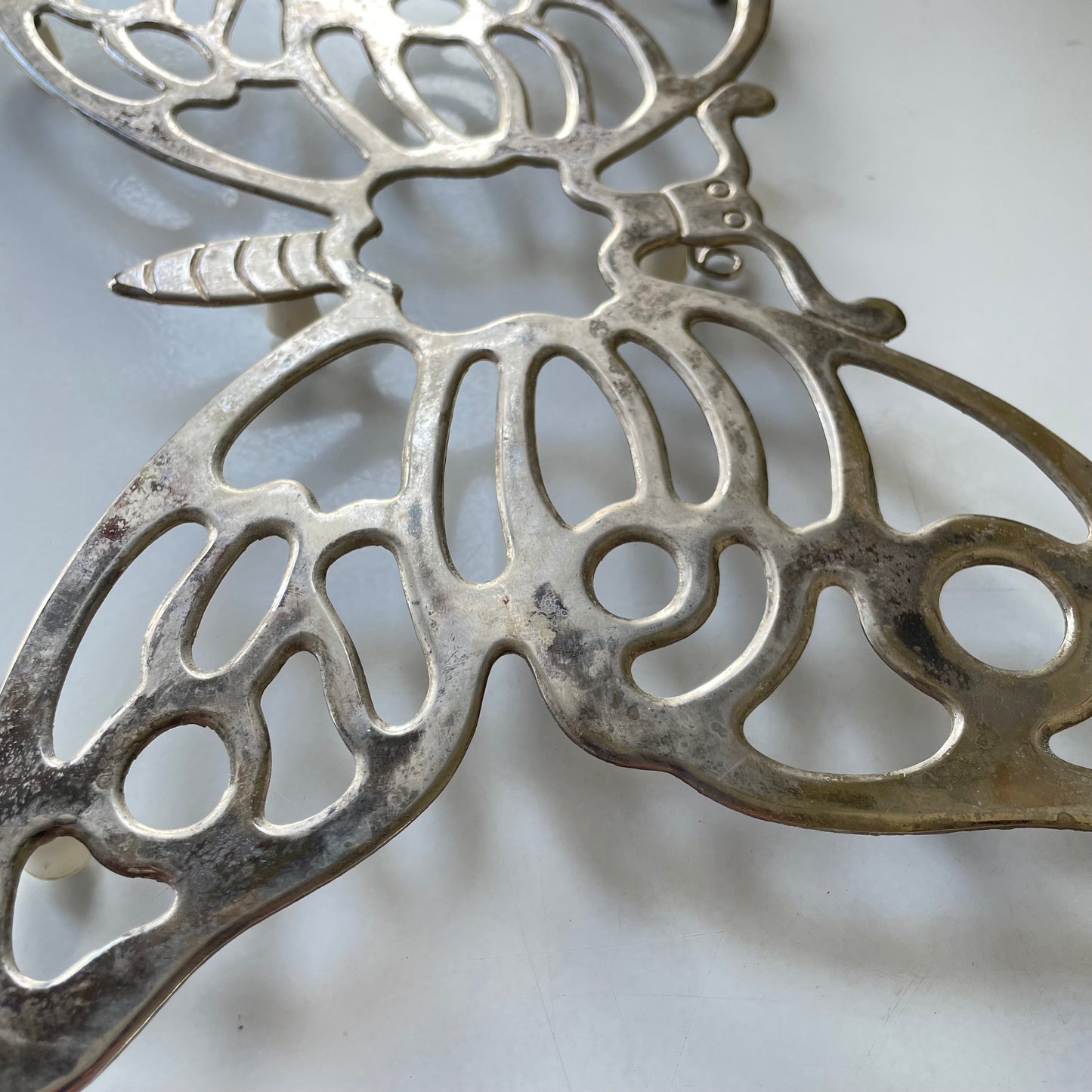 Vintage Leonard Silverplate Metal Butterfly Trivet Made in Italy