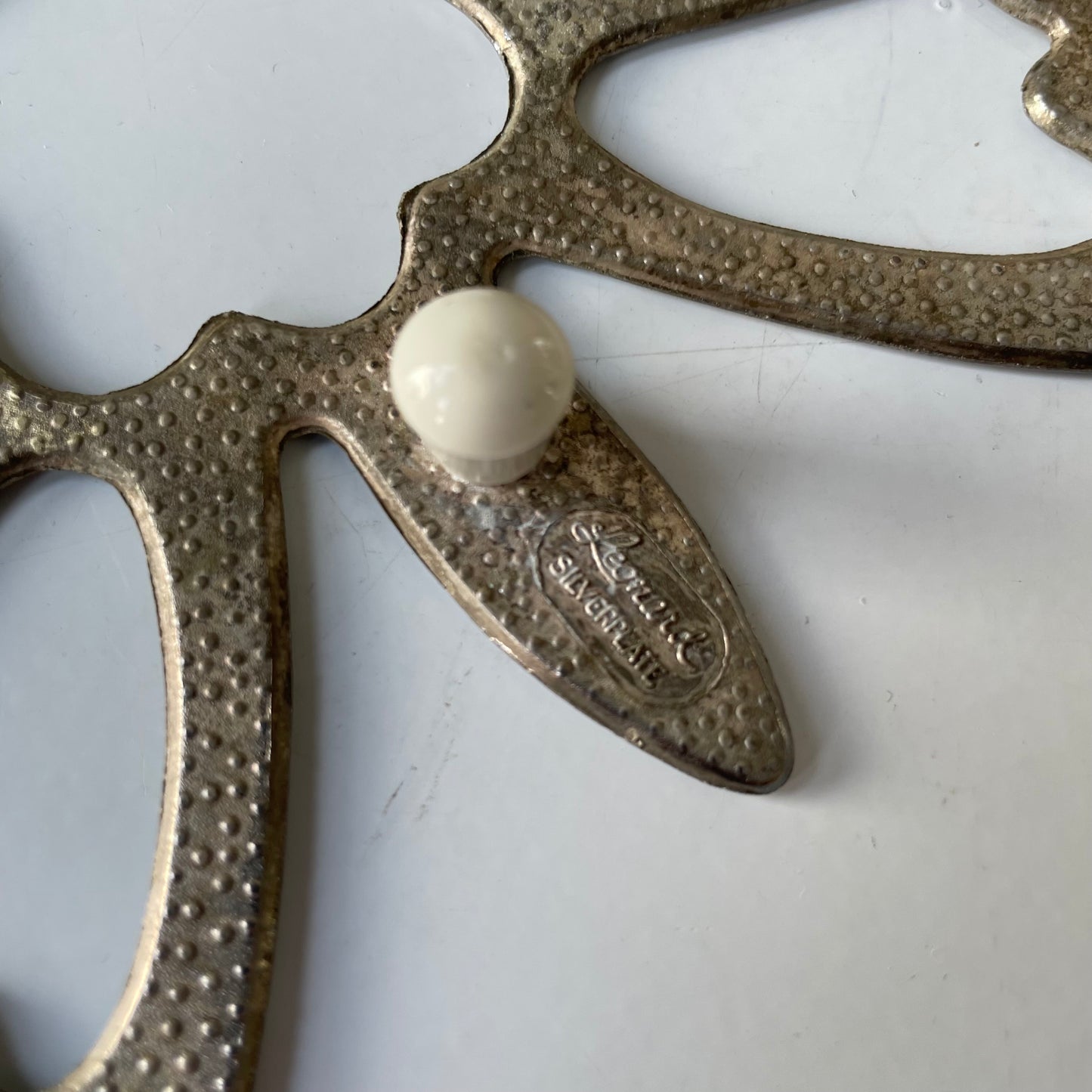 Vintage Leonard Silverplate Metal Butterfly Trivet Made in Italy