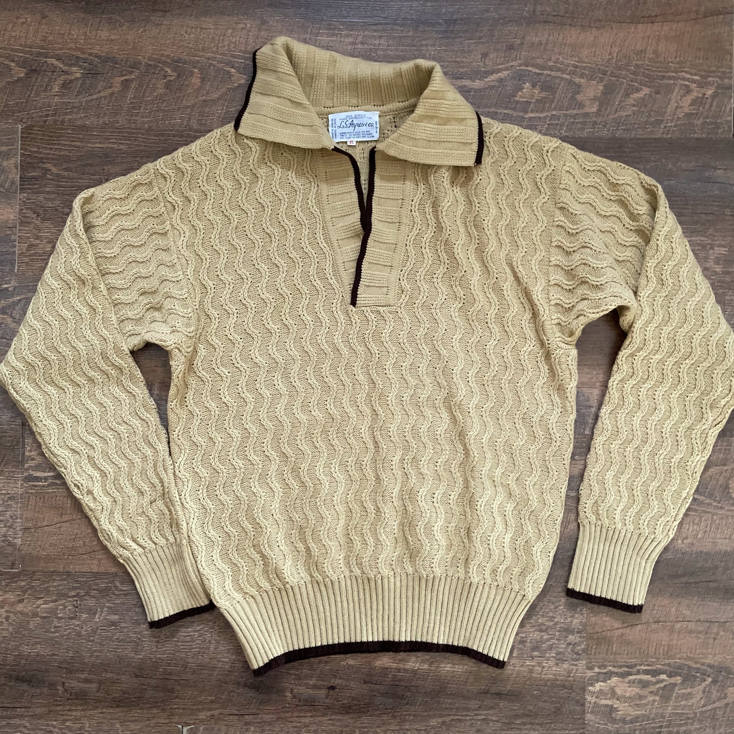 Vintage LS Ayres & Co Shawl Collar Men’s Acrylic Knit Sweater