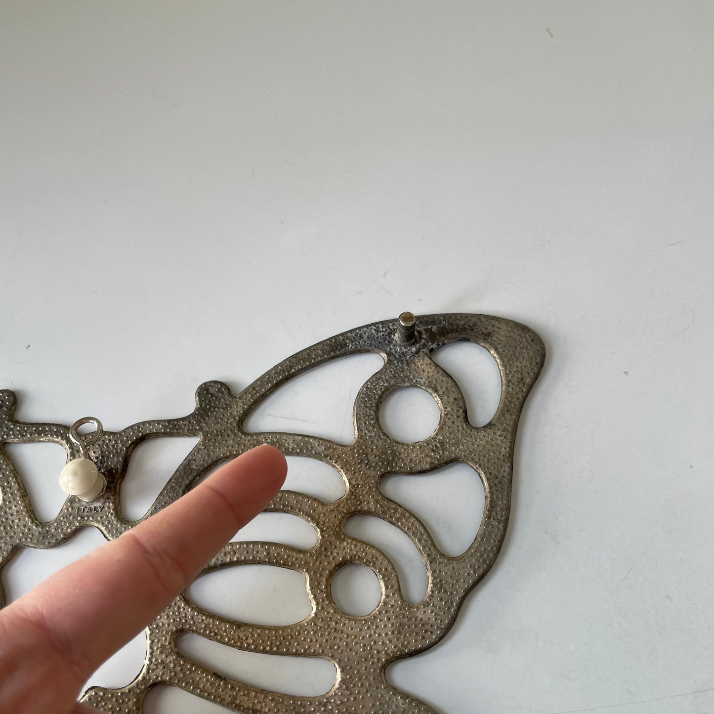 Vintage Leonard Silverplate Metal Butterfly Trivet Made in Italy