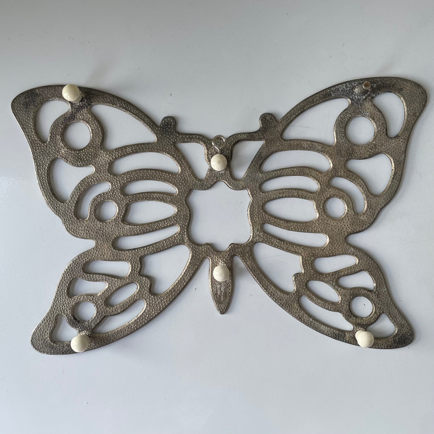 Vintage Leonard Silverplate Metal Butterfly Trivet Made in Italy