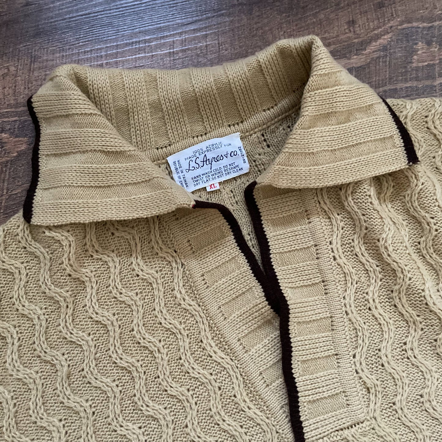 Vintage LS Ayres & Co Shawl Collar Men’s Acrylic Knit Sweater