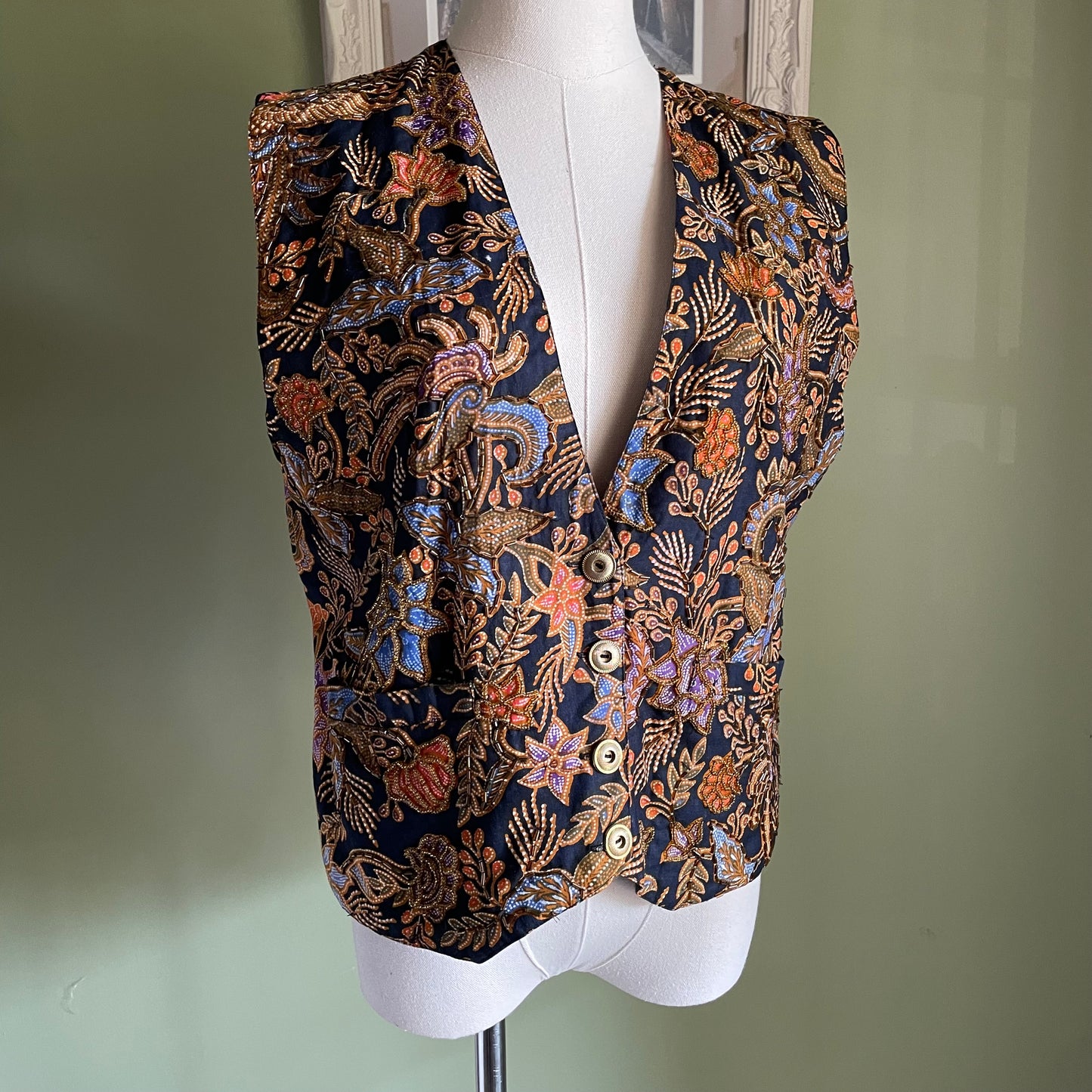 Vintage Effeci Floral Beaded Vest