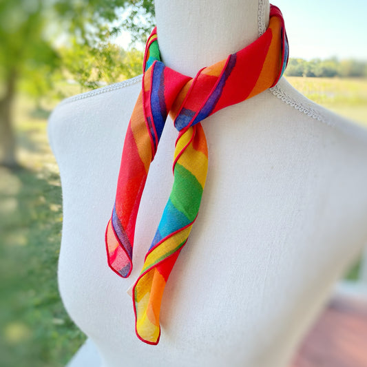 Vintage Vibrant Rainbow Carol Laurie Scarf