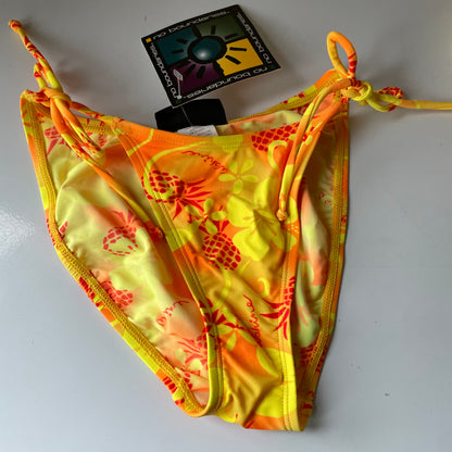 Vintage Y2K Bright Vibrant Neon Hibiscus Pineapple Tropical Print String Bikini