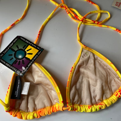 Vintage Y2K Bright Vibrant Neon Hibiscus Pineapple Tropical Print String Bikini