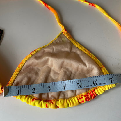 Vintage Y2K Bright Vibrant Neon Hibiscus Pineapple Tropical Print String Bikini