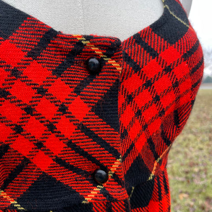 Vintage 70’s Red Plaid Button Down Jumper Dress