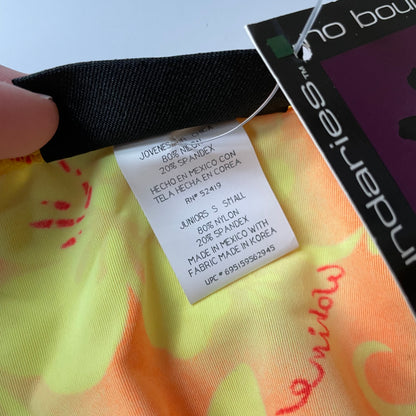 Vintage Y2K Bright Vibrant Neon Hibiscus Pineapple Tropical Print String Bikini
