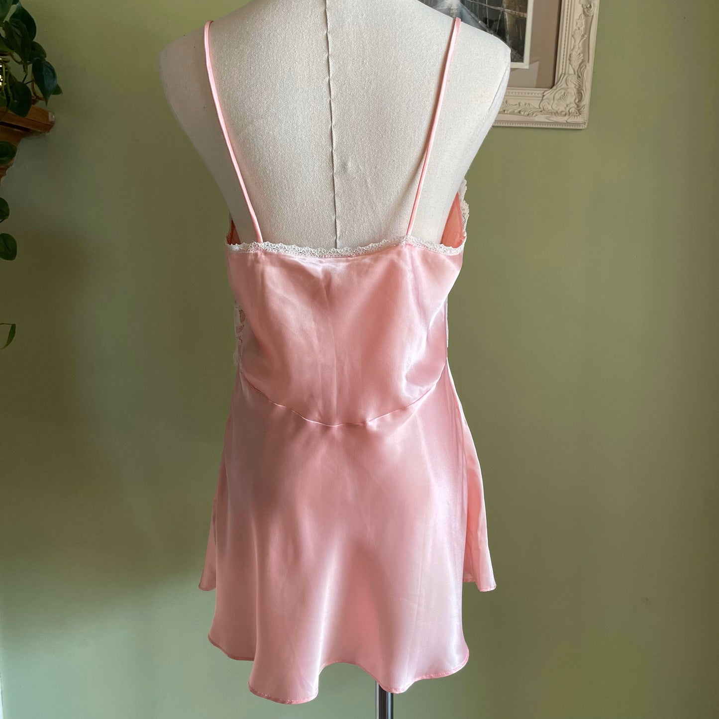 Vintage 80’s Light Pink Satin Slip with Tassel Accent