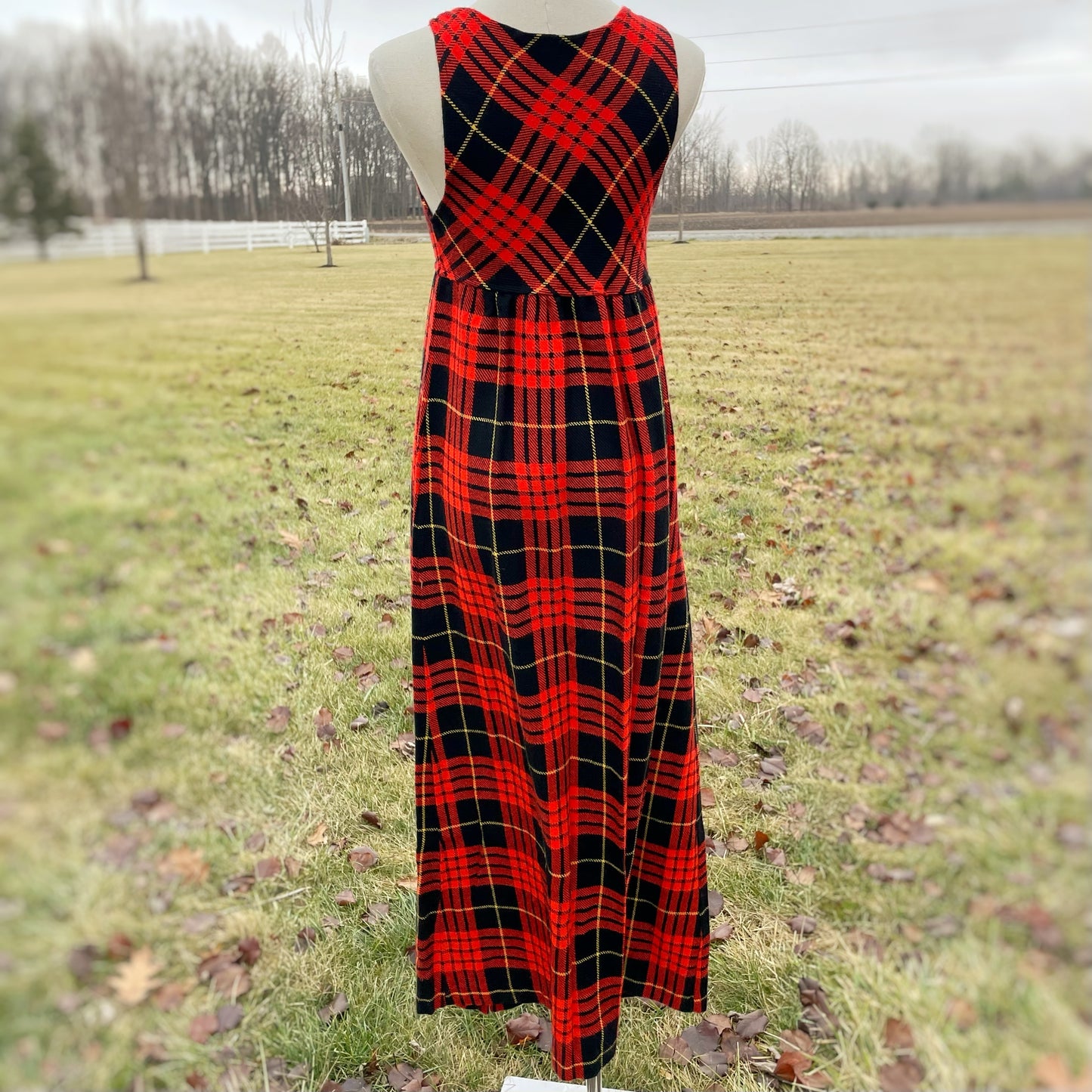 Vintage 70’s Red Plaid Button Down Jumper Dress