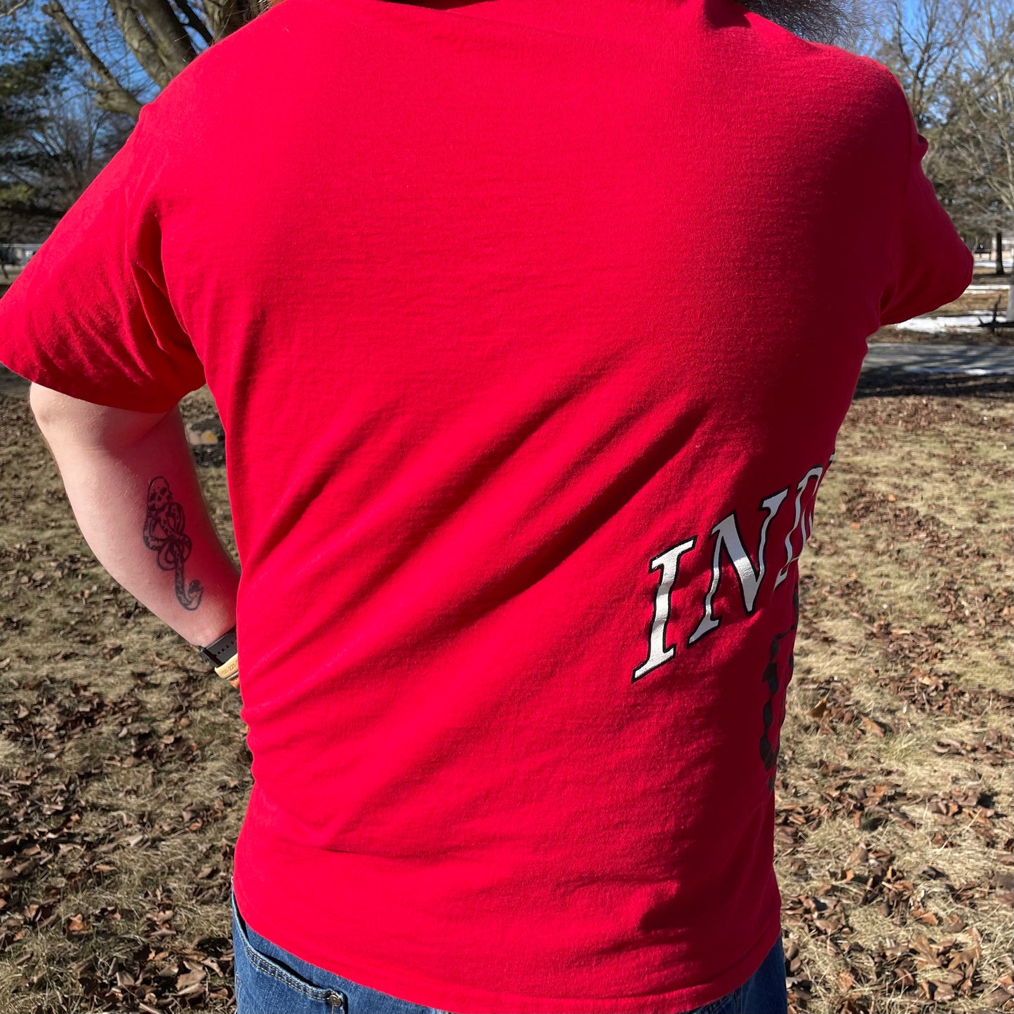 Vintage 90’s Bike Athletic IU Indiana University Side Printed Red T-Shirt